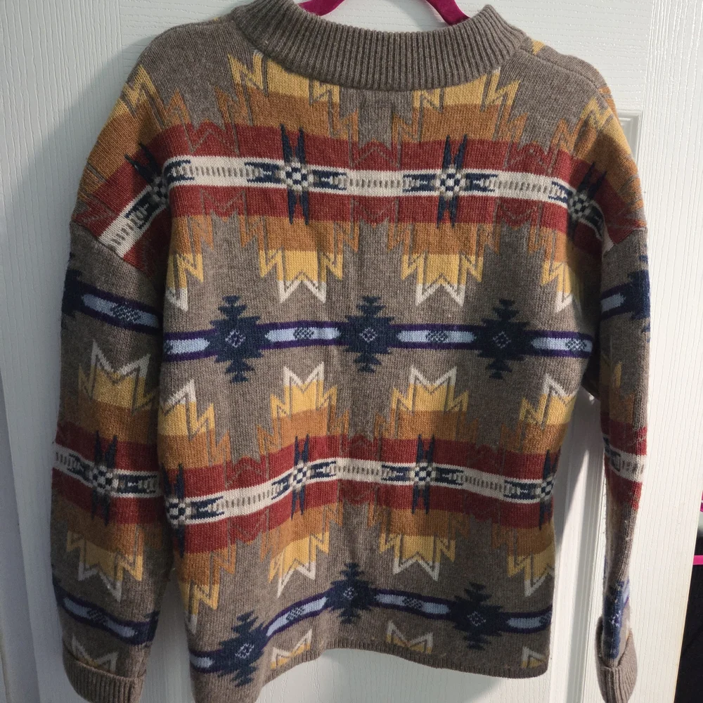 EUC Faherty x Doug Good Feather Mock Neck Sweater- Taupe Multi- Size Large - Picture 8 of 12